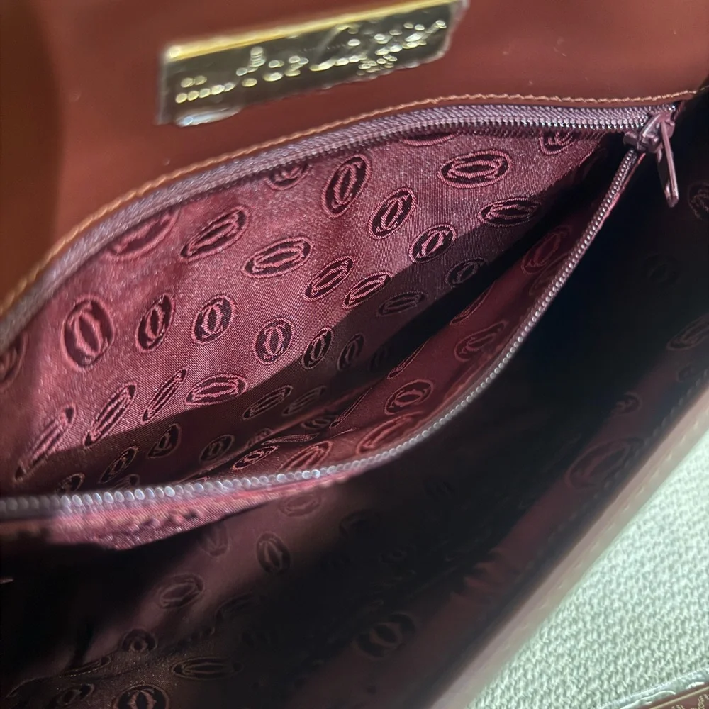 Cartier Burgundy Leather Clutch with After Market Gold Chain and Original Card - Picture 9 of 11